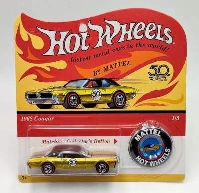 ★ MERCURY COUGAR 1968 - HOT WHEELS 50th Anniversary + BADGE - 2018 - FTX84 - Photo 1/4