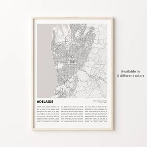 Adelaide City Map Print, South Australia Travel Poster, Wall Art - Picture 1 of 6