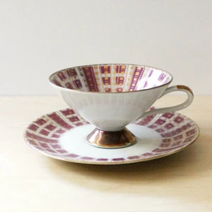 Bavaria Schirnding Vintage Midcentury Modern Cup And Saucer Abstract Goldleaf - Picture 1 of 6