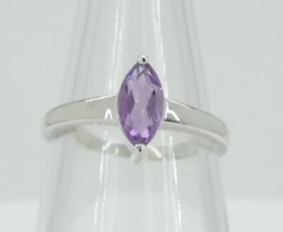 0,83 Carati Ametista Anello 925 Argento Violetto Pietra Preziosa 58/8/18,5 - Immagine 1 di 4