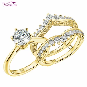 Wuziwen Women Wedding Ring Guard Enhancers Engagement Rings Sterling Silver Gold - Picture 1 of 25