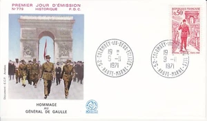 Enveloppe 1er jour 779 1971 Hommage au Général de Gaulle 1 - Picture 1 of 2