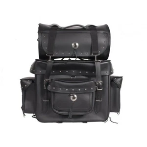 Large Motorcycle Sissy Bar Bag With Studs 17.5" x 8" x 25" Heavy Duty Luggage - Picture 1 of 3