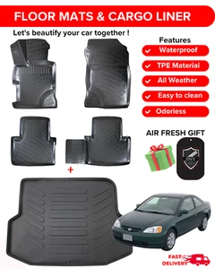 Car Floor Mats Liners for 2001-2005 Honda Civic Sedan 3D Full Set All Weather - Bild 1 von 16