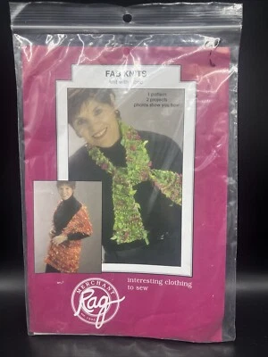 Merchant Rag Fab Knits Knitting Pattern Jill Abeloe Mead Design Scarf Shawl - Image 1 of 2