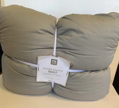 Pottery Barn Teen Ruched Rosette Quilt Twin Gray - Image 1 of 3