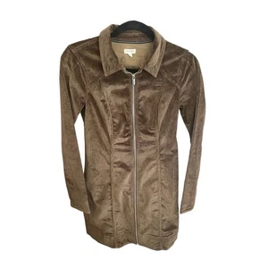 Pilcro Anthro Longline olivgrün weicher Cordjacke mit durchgehendem Reißverschluss Damengröße 6 - Bild 1 von 7