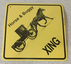 Plastic Yellow Crossing Road Wall Sign Horse And Buggy Brand New Ships Free! - Picture 1 of 2