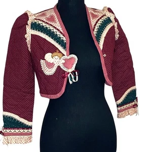 Vtg Hand quilted Bolero Frilly Angel lace,ribbons Childs jacket Gunne sax style - Picture 1 of 10