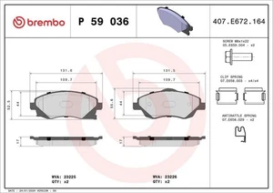 Brake pad set, disc brake BREMBO P59036 - Picture 1 of 2