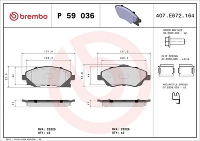 Brake pad set, disc brake BREMBO P59036 - Image 1 of 2