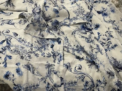 Jonny Was NWT (1) King Duvet Cover Luca Linen Blend Blue Toile Ties - Image 1 of 4