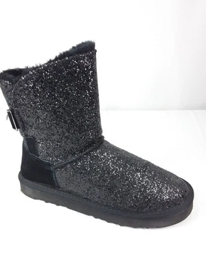 Women’s Style & Co. Teenyy Black Glitter and Suede Faux Fur Boots Size 10 - Image 1 of 4