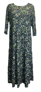 Langes Damenkleid Seasalt Navy Blumen Stufen "Linienstriche" Midi Kurzarm - Bild 1 von 9