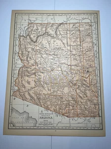Mapa del estado de Arizona 1925 "Cobre" fm 1925 Rand-McNally Atlas VER DESCRIPCIÓN - Imagen 1 de 3
