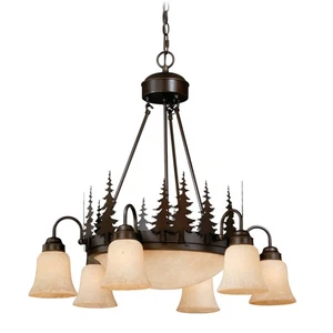 Yosemite 9-Light Chandelier in Rustic and Bowl Style 27 Inches Tall and 28.5 - Picture 1 of 4