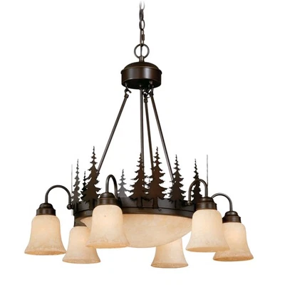 Yosemite 9-Light Chandelier in Rustic and Bowl Style 27 Inches Tall and 28.5 - Image 1 of 4