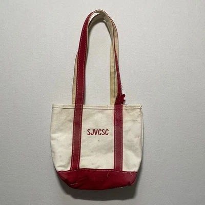Vintage LL Bean Boat and Tote Bag Red Mini Long Handles Embroidered READ - Image 1 of 4