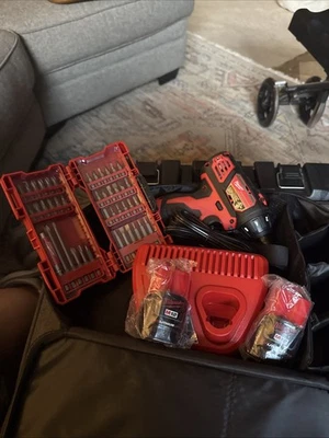 Milwaukee 1/4” Pwr Drill With 2 1.5ah Batteries, Charger, Bit Kit, & Carry Case - Image 1 of 4