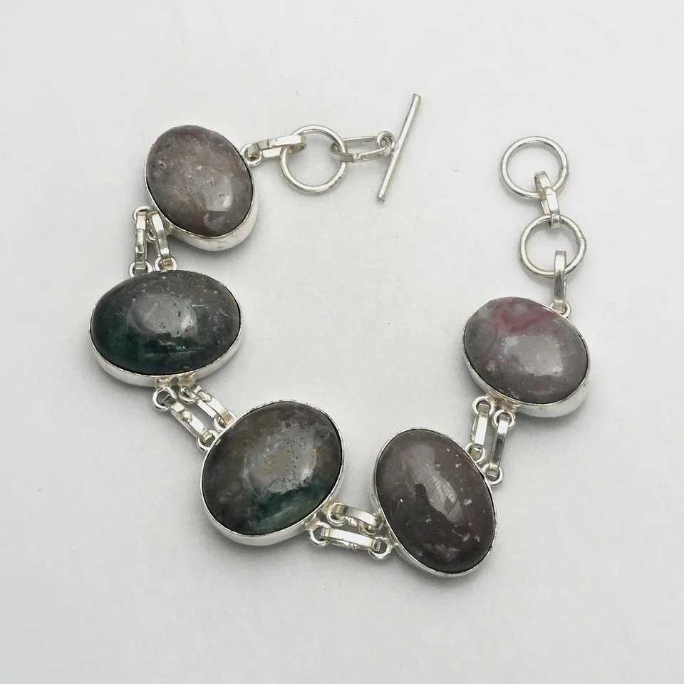 Pulsera hecha a mano de piedras preciosas de ágata musgo rojo 33 Gms para Año Nuevo AB 25900 Foto 1 de 1