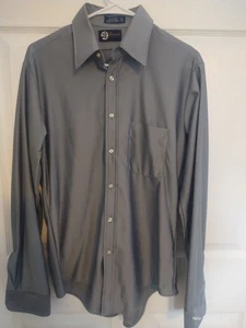 Camicia Qiana vintage uomo 15,5 34-35 nylon discoteca tempo libero bottoni anni 70 grigia  - Foto 1 di 3