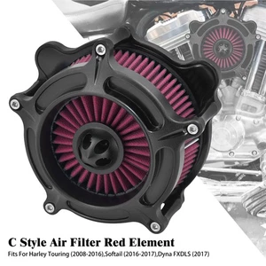 Matte Black Air Cleaner Filter Red Intake For Harley Road Electra Glide 08-2016 - Picture 1 of 15
