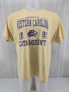 Western Carolina Catamounts University Adult T-Shirt Yellow Russell Size XL - Picture 1 of 11