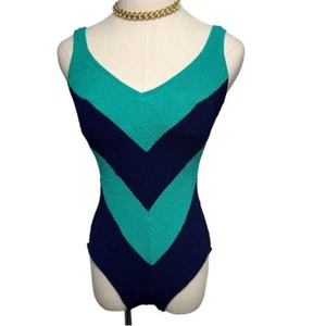 Vintage Robbie Len waffle knit Chevron leotard swimsuit size S/M - Bild 1 von 6