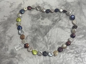 Neu Multicolor Regenbogen echt gefärbt Perlen Halskette Perlen Strang - Bild 1 von 5