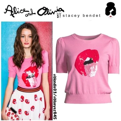 Alice + Olivia “Brady” Lentejuelas Labios Suéter S Foto 1 de 4