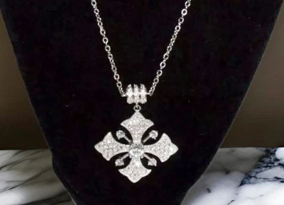 Joseph Esposito Sterling Silver CZ Maltese Cross Necklace - Image 1 of 4