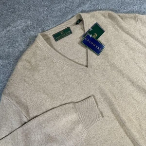Embassy Row Pullover Herren Large Beige 100% Kaschmir V-Ausschnitt Pulli Weich Strick - Bild 1 von 6