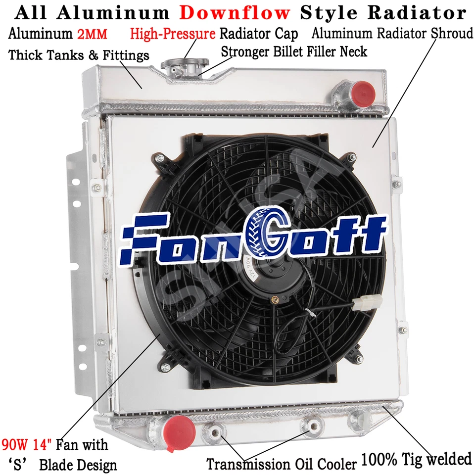 4 Row Aluminum Radiator+Shroud Fan For Ford 1960-65,62 Falcon/65-66 Ford Mustang Foto 1 de 4