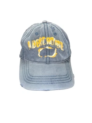Vintage 90s Y2K Abercrombie & Fitch Fitted Distressed Script Hat Cap Blue Sz L - Image 1 of 4
