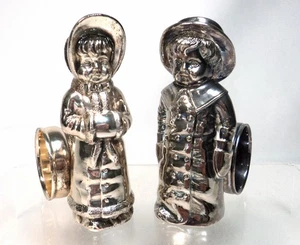 Meriden Britannia Silverplate Boy & Girl Napkin Rings 2 & 3 - Picture 1 of 7