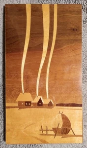 Картина Панно декоративное Дымок лак дерево шпон ССР 70-е годы Винтаж - Imagen 1 de 7