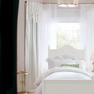 Pottery Barn Kids Evelyn Linen Blend Bow Blackout Curtain Panel Ivory 44”x96” - Picture 1 of 6