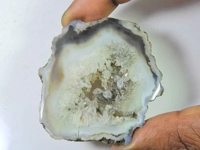 116Cts. Ágata druzy negra teñida elegante cabujón de cristal piedra preciosa suelta 95X57MM y04 Foto 1 de 4