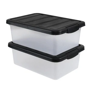 14 Quart Klar Kunststoff Aufbewahrungsbehälter mit Schwarzem Verriegelungsdeckel, 2er-Pack Stapelbar Stark - Bild 1 von 7
