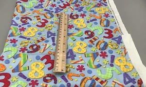 Henry Glass SANDBOX by Jane Davies NUMBERS on blue background COTTON FABRIC REM. - Picture 1 of 1