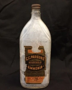 Botella de vidrio vintage C.C.Parsons Ammonia Co. Inc. 9" hogar 1552 108113 - Imagen 1 de 8