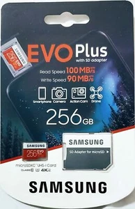Samsung EVO Plus 256 Go classe 10 U1 microSDXC 100 % produit original scellé - Photo 1 sur 3