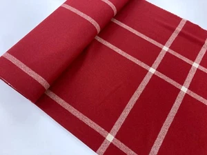 British Wool Fabric Red Giant Plaid Abraham Moon Coat Dressmaking Material - Picture 1 of 9