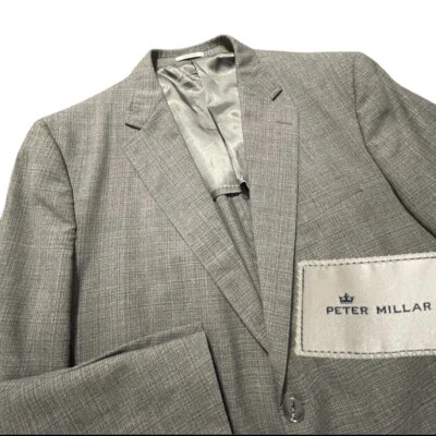 NEW Peter Millar Sport Coat Mens Size 46 R Gray Plaid Wool Lightweight Modern - Image 1 of 4