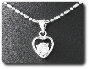 PENDENTIF OXYDE DE ZIRCONIUM  5 mm Plaqué Or Blanc 18 K + CHAINE - Picture 1 of 6