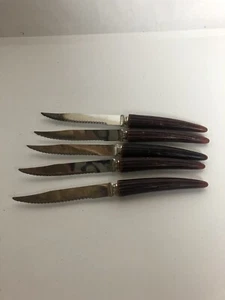 Vintage Marked Regent Sheffield Stainless England Horn, Bone Handle 5 Piece Set - Picture 1 of 3