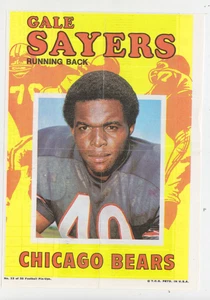 1971 TOPPS INSERT POSTER GALE SAYERS CHICAGO BEARS KANSAS HALL OF FAME 12 GLOSSY - Picture 1 of 1