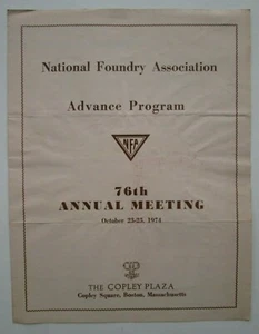 1974 National Foundry Association 76th Annual Conference Copley Plaza Boston MA - Picture 1 of 3