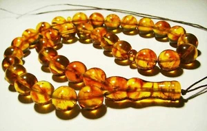 Natural Baltic Amber Islamic Prayer Beads Misbaha Tasbih Rosary Bead pressed - Picture 1 of 7