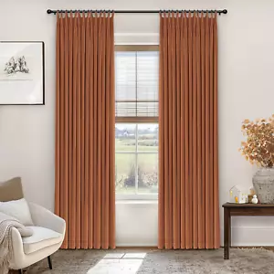 Pinch Pleated Curtains, 100% Light Blocking Linen Pinch Pleat Blackout Curtains  - Picture 1 of 12